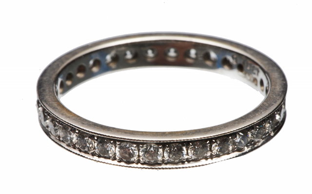 Appraisal: AN CT WHITE GOLD FULL ETERNITY RING with bead set