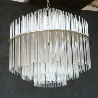 Appraisal: LIGHTOLIER Modernist Glass Rod Hanging Chandelier LIGHTOLIER Modernist Glass Rod