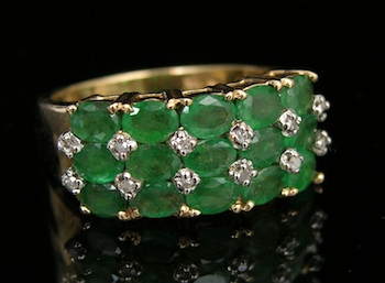 Appraisal: Emerald and Diamond Ring k yellow gold ring set with