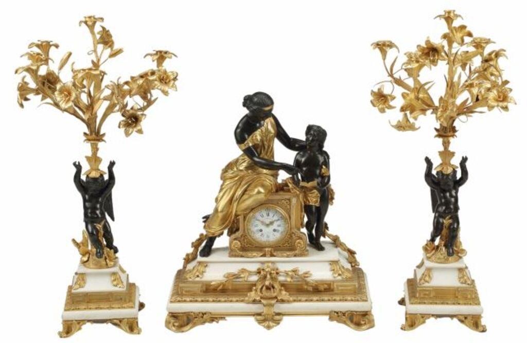 Appraisal: piece French Napoleon III gilt and patinated bronze and marble