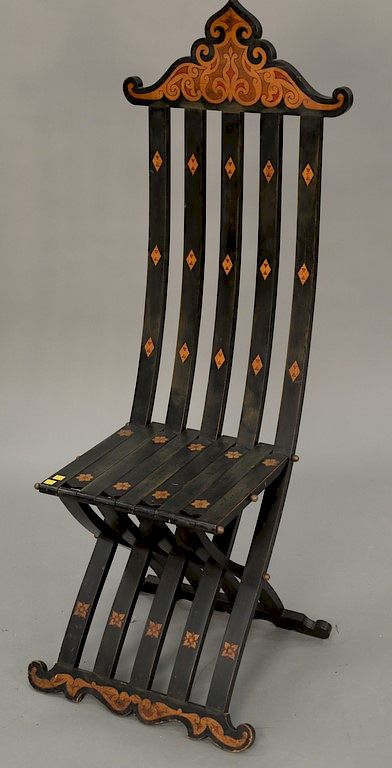 Appraisal: Arts Craft slat back chair Arts Craft slat back chair