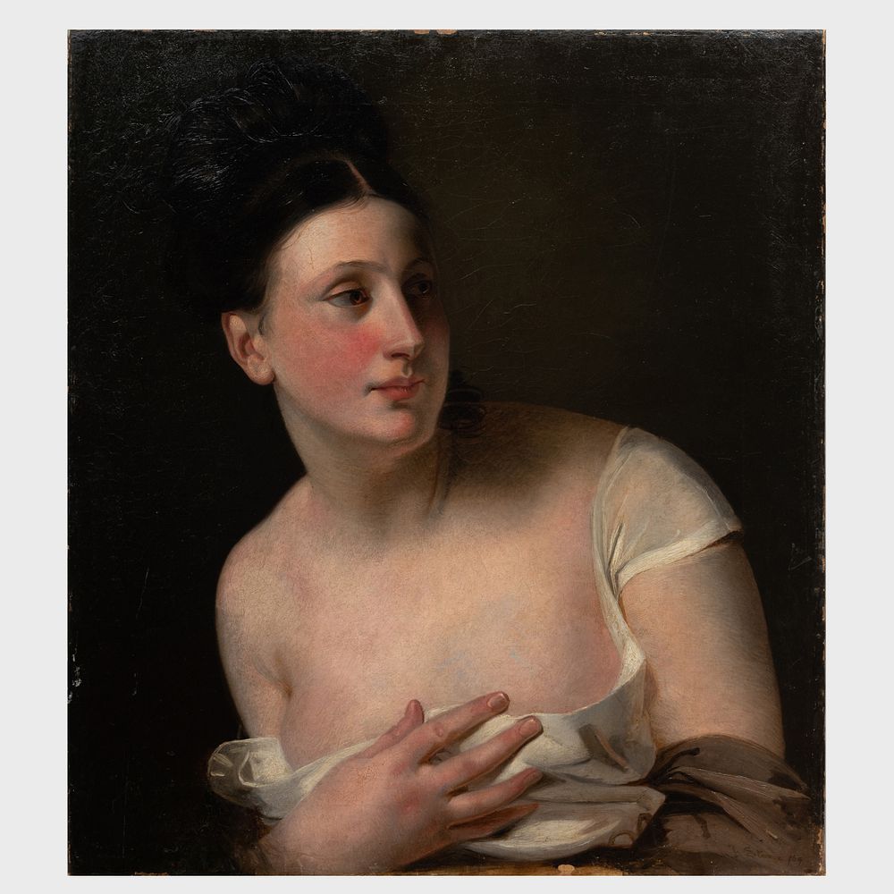 Appraisal: European School Portrait of a Lady in Her Boudoir Oil