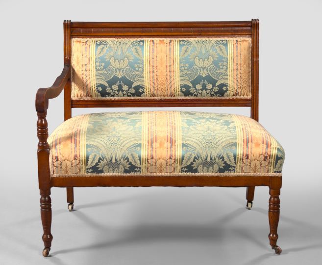 Appraisal: American Eastlake Cherry Single-Arm Settee ca with molded and line-incised