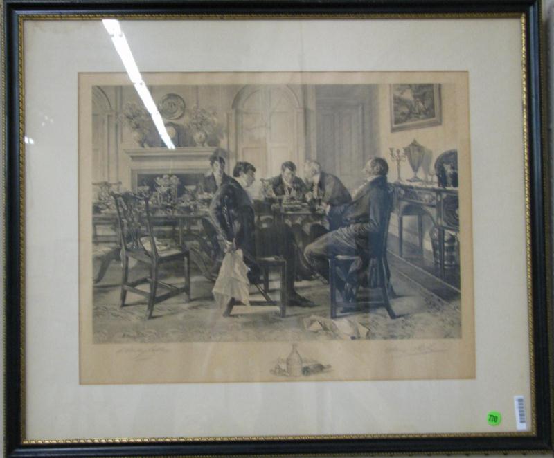 Appraisal: A framed etching by James Dobie after Walter Dendy Sadler