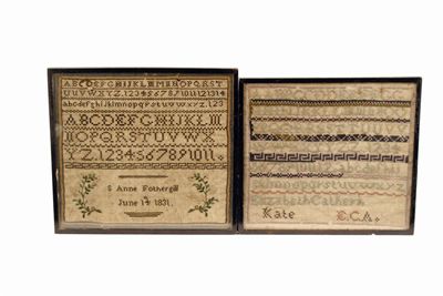 Appraisal: A William IV needlework sampler worked alphabets and numbers with