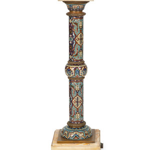 Appraisal: A French Champleve Enamel and Onyx Pedestal Height inches Property