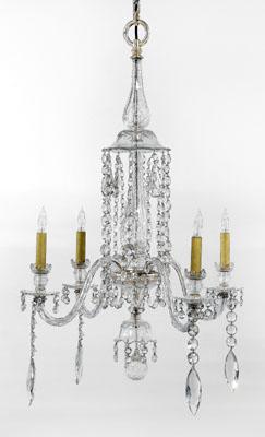 Appraisal: Fine Georgian crystal chandelier cut crystal with silver-plated mounts double