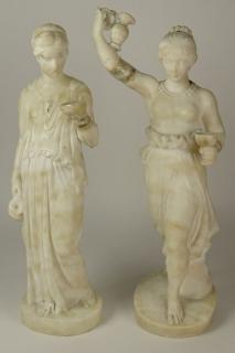 Appraisal: Pair th Century Classical Carved Alabaster Figurines Signed A Gemmoy