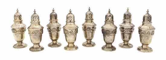 Appraisal: A Set of Eight American Sterling Silver Casters Gorham each