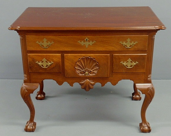 Appraisal: Philadelphia Chippendale style carved walnut lowboy signed Made by August