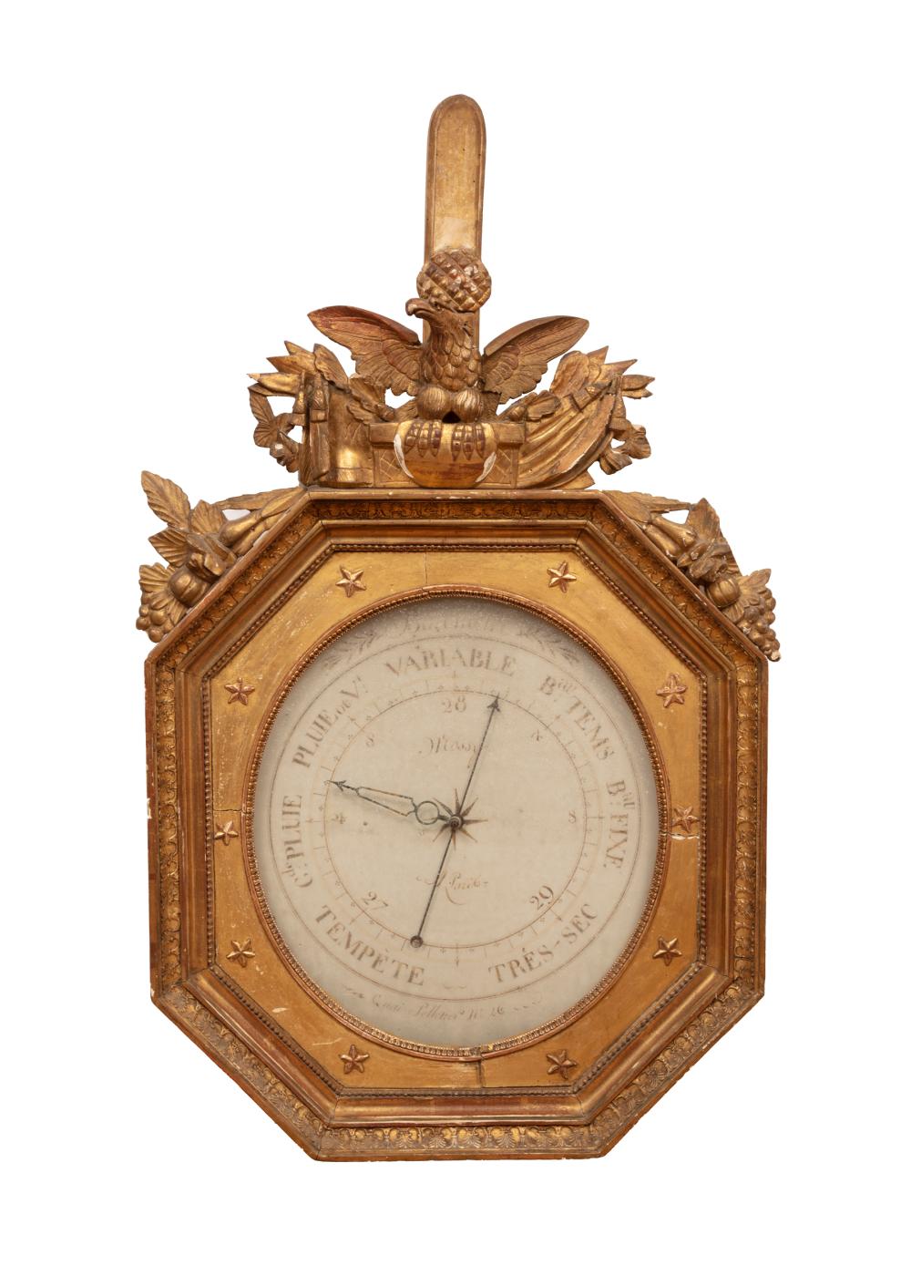 Appraisal: Louis XVI Giltwood Barometer late th c signed Mossy a