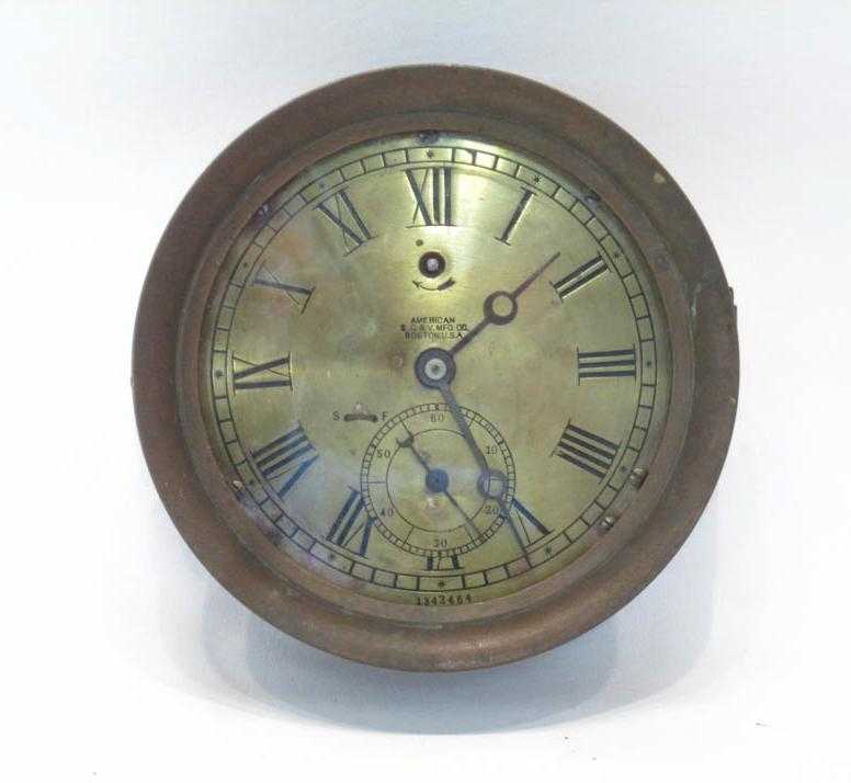 Appraisal: AMERICAN S G V MFG CO SHIPS CLOCK spring wound