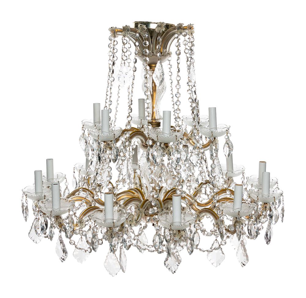 Appraisal: A Neoclassical Cut Glass Eighteen-Light Chandelier A Neoclassical Cut Glass