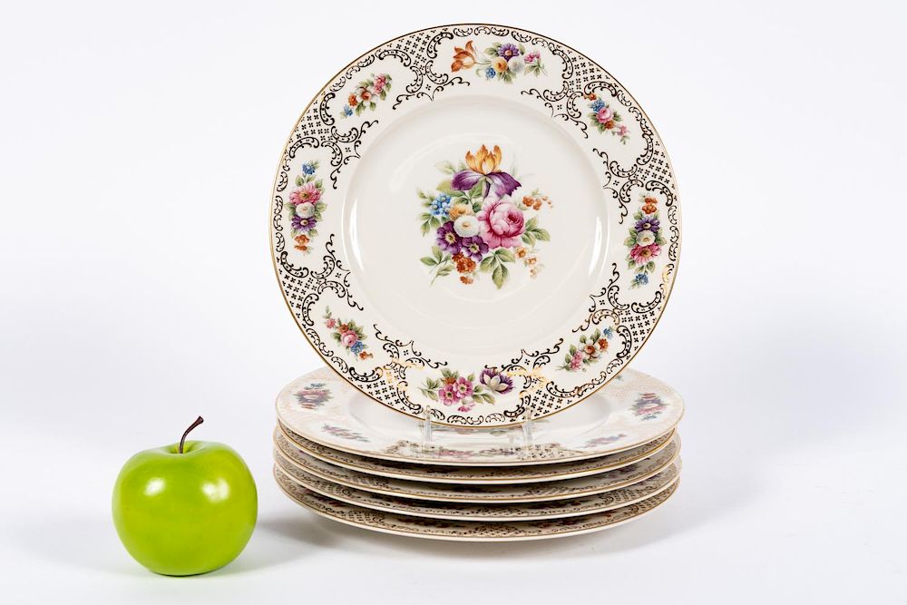 Appraisal: Hutschenreuther Floral Motif Porcelain Plates Hutschenreuther Crown Lion Ivory Bavarian