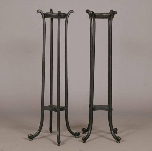 Appraisal: Pair modern ebonized fern stands H x sq at base