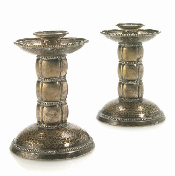 Appraisal: A pair of Secessionist silver-plated candlesticks early th century height