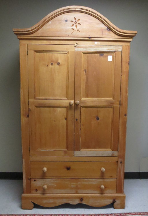 Appraisal: PINE WARDROBE American late th century an arch-top design with