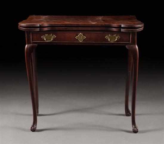 Appraisal: George II mahogany flip-top games table mid- th century shaped