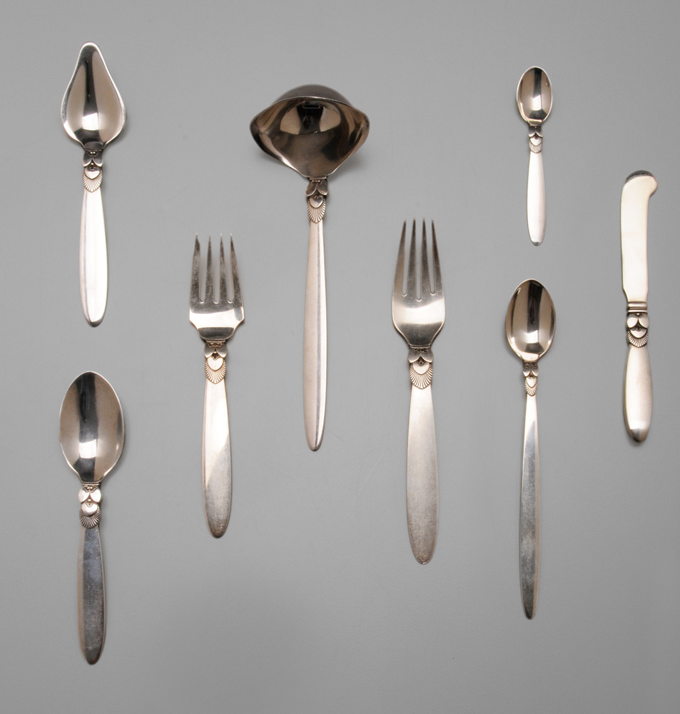 Appraisal: Jensen Cactus Sterling Flatware Denmark th century piec