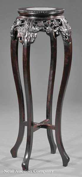 Appraisal: A Chinese Carved Hardwood Fern Stand early th c circular