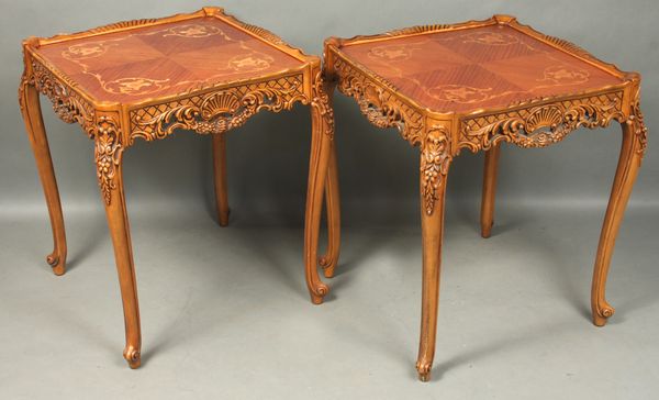 Appraisal: Pair of Early th Century side table having marquetry inlaid