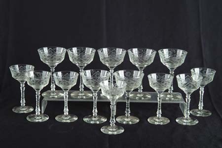 Appraisal: SET OF FOURTEEN CUT CRYSTAL WINE GLASSES Unsigned Two different