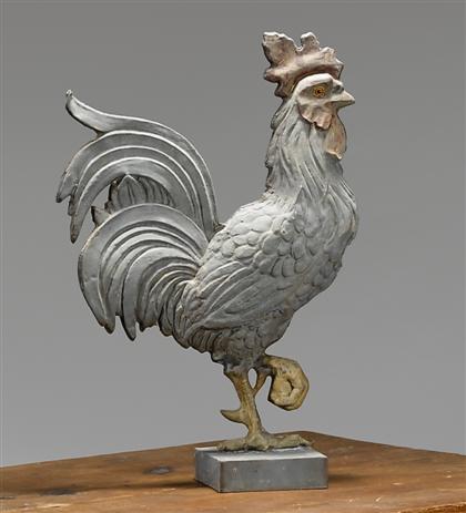 Appraisal: Molded zinc rooster weathervane early th century The full-bodied figure