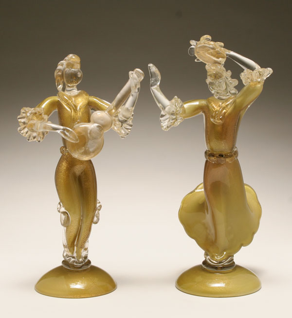 Appraisal: Pair Barbini Murano art glass figures of musicians Tallest H