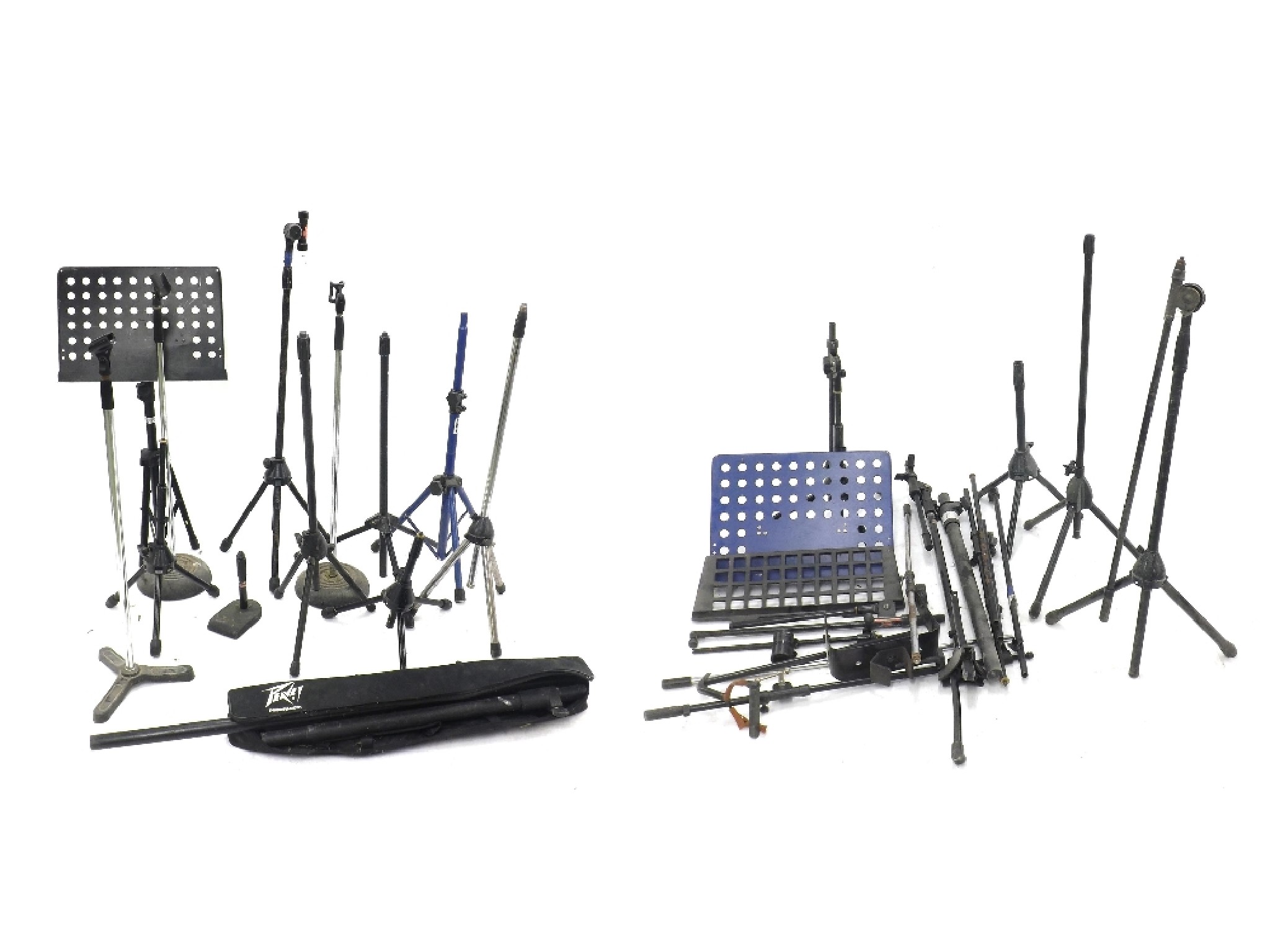 Appraisal: Quantity of various music stands to include microphone stands music