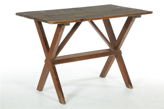 Appraisal: SAW BUCK TABLE American th century pine Of typical form