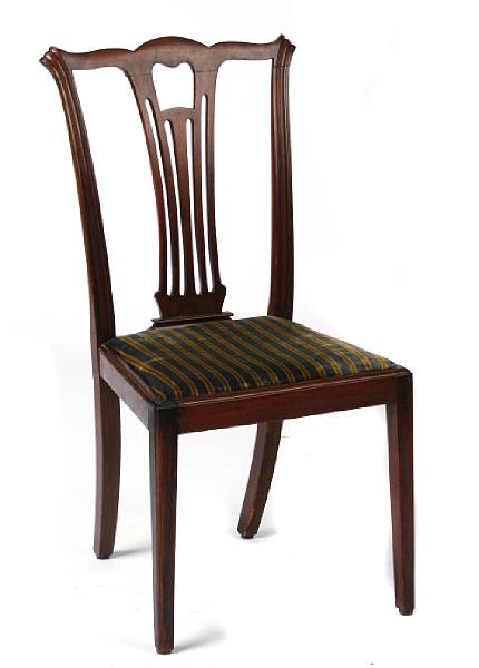 Appraisal: A set of six George III style mahogany dining chairs