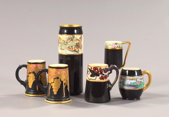 Appraisal: Six-Piece Collection of Hand-Painted American Belleek Porcelain comprised of a