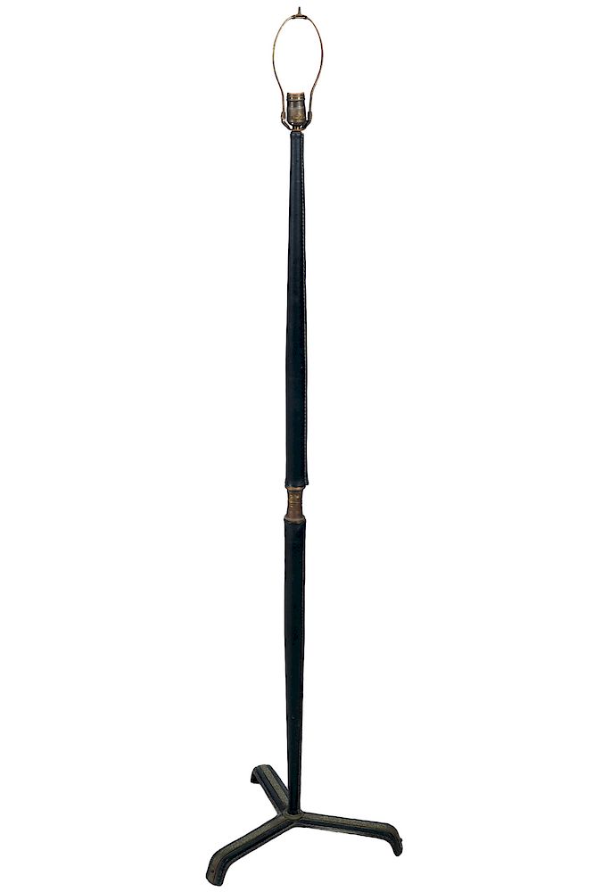 Appraisal: Jacques Adnet Stitched Leather Floor Lamp Jacques Adnet France -