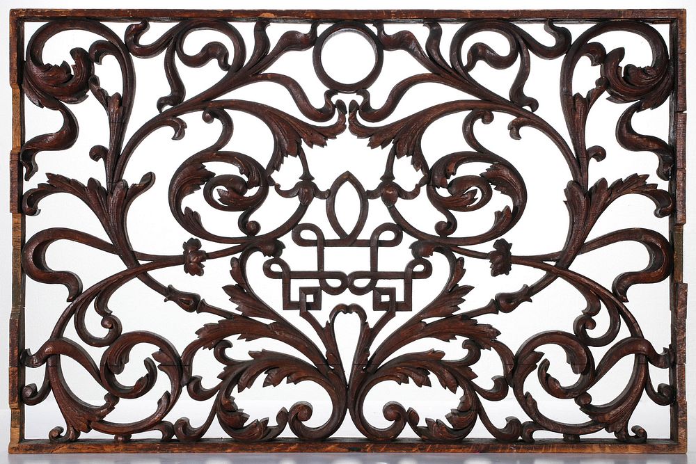 Appraisal: AN ELABORATE CARVED OAK SCROLLING FOLIATE PANEL The thick openwork