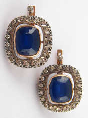 Appraisal: A pair of Soviet Russian hallmarked synthetic sapphire and diamond