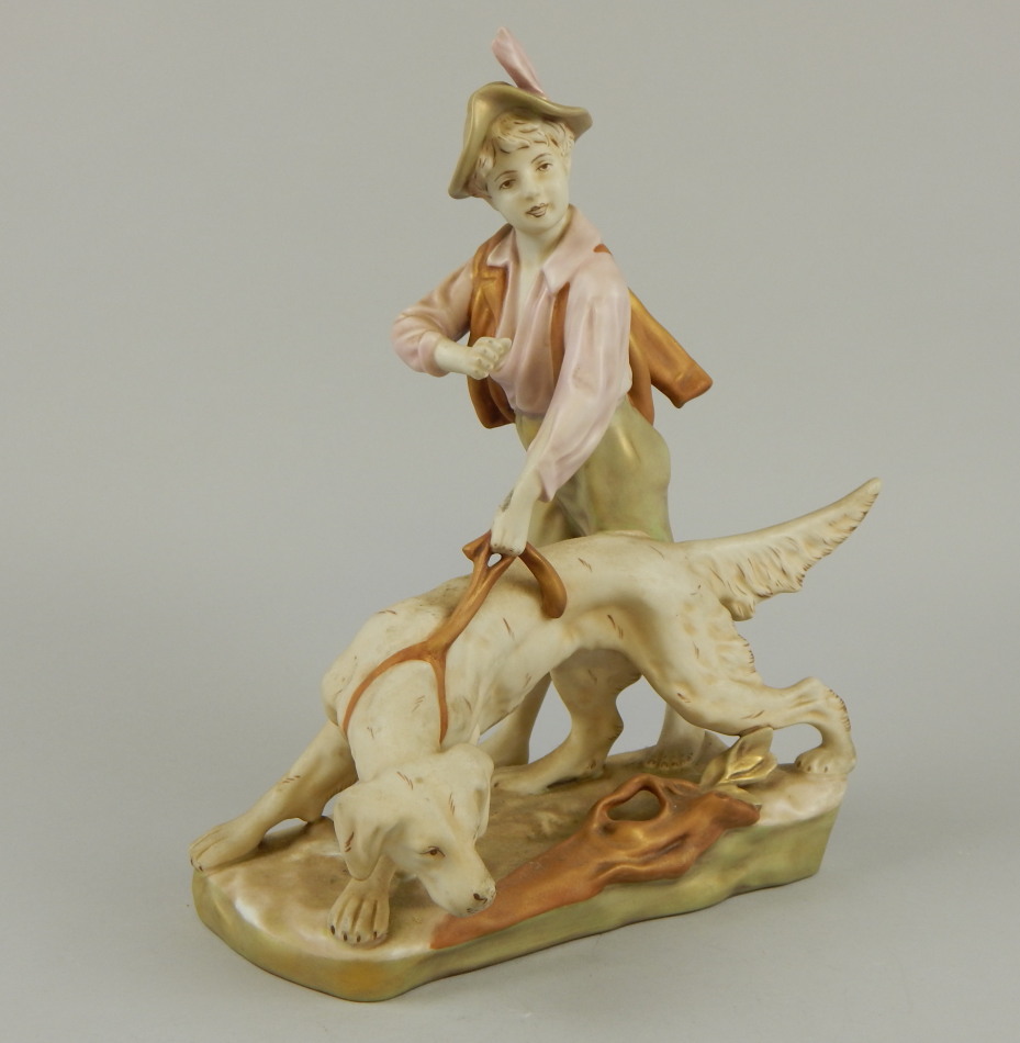 Appraisal: A mid thC Royal Dux figure group of a boy