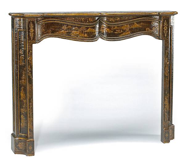 Appraisal: A Louis XV style lacquered and chinoiserie decorated fireplace surround