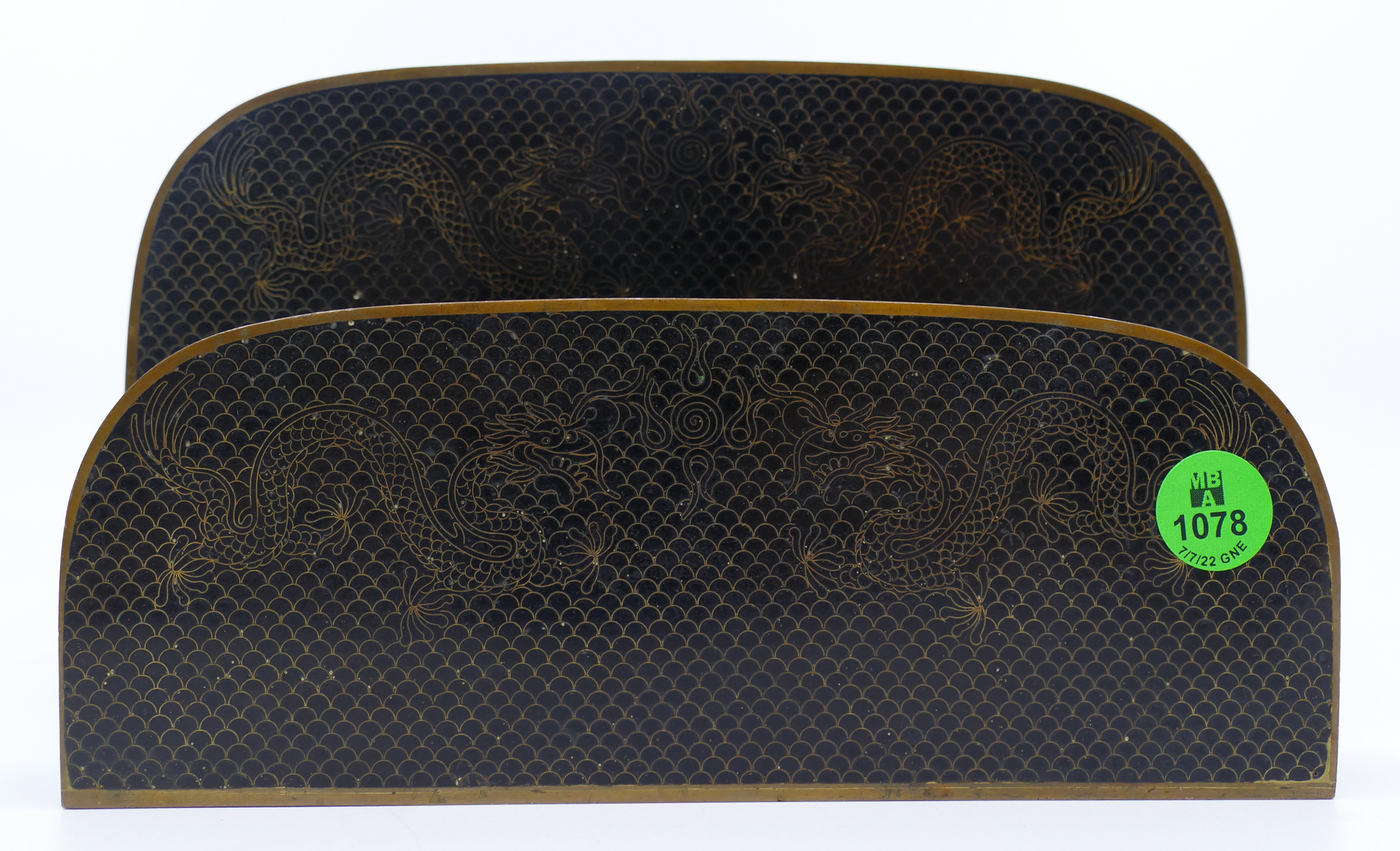 Appraisal: Antqiue Chinese Black Cloisonne Letter Holder ''