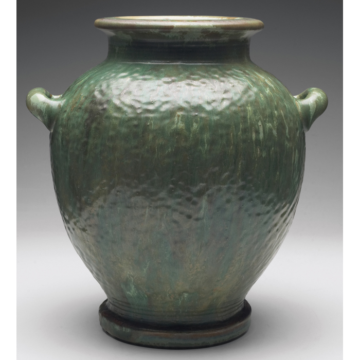 Appraisal: Fulper vase large double handled shape covered in a textured