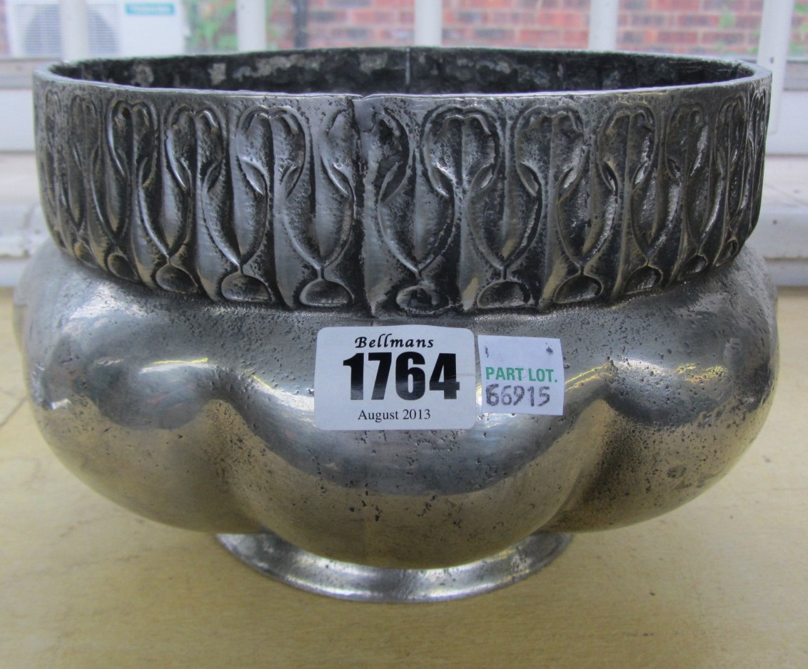 Appraisal: An Arts Crafts style pewter bowl of lobed form with