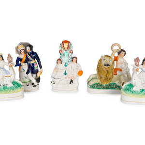 Appraisal: A Group of Five Staffordshire Figural Groups TH TH CENTURY