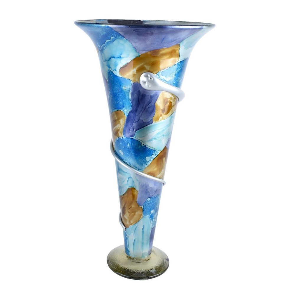 Appraisal: Large Art Glass Vase Large Contemporary Murano Style Art Glass