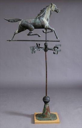 Appraisal: HOLLOW COPPER RUNNING HORSE WEATHERVANE Cast without a saddle with