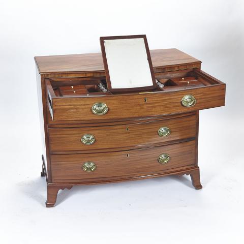 Appraisal: Georgian Mahogany Bow Front Chest of Drawers top drawer with