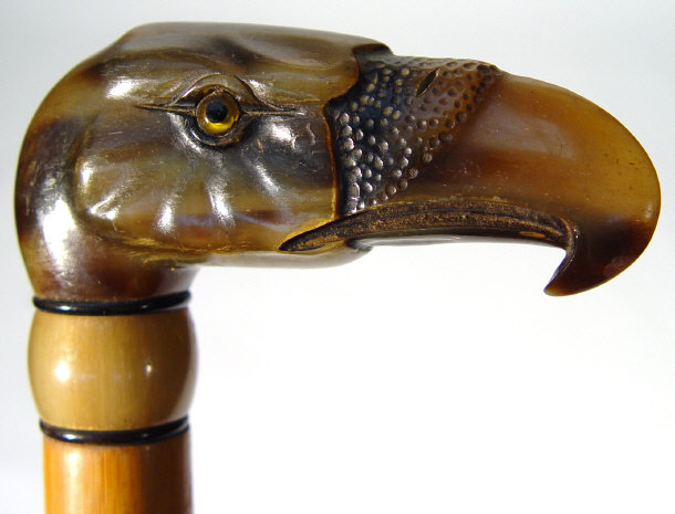 Appraisal: Art Deco parasol with carved horn condors head handle cm