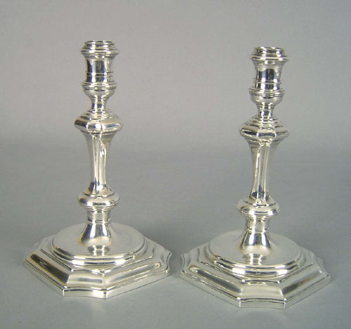 Appraisal: Pair of Tiffany Co sterling silver candlesticks h approx troy