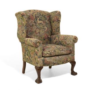 Appraisal: A CHIPPENDALE STYLE MAHOGANY WINGBACK CHAIR A CHIPPENDALE STYLE MAHOGANY