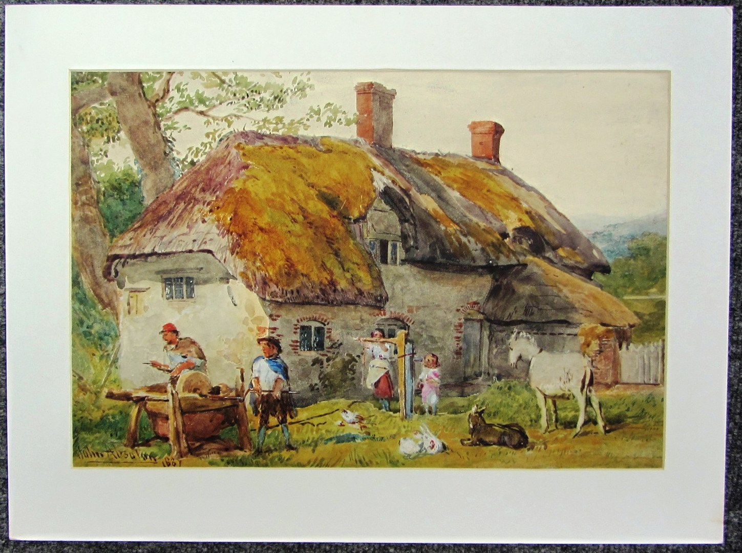 Appraisal: John Absolon - Figures before a cottage watercolour signed unframed