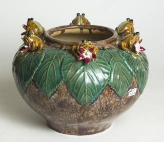 Appraisal: Unmarked Pottery Bowl with Frogs H x Diameter