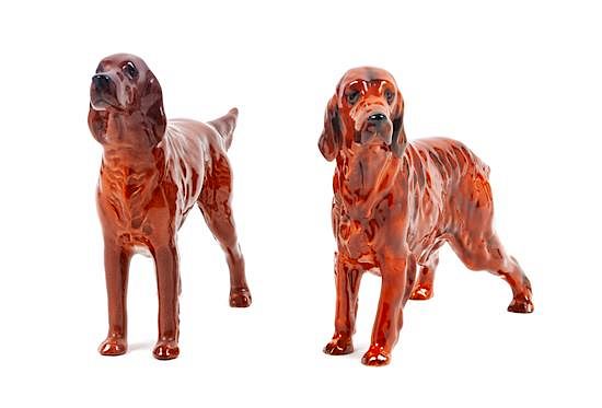 Appraisal: Two Porcelain Irish Setter Figures Width of wider inches Two